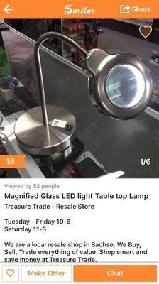 $8, nice fully working magnifying lamp with led light.