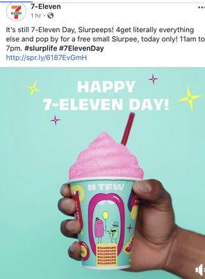 Free slurpee day 7/11