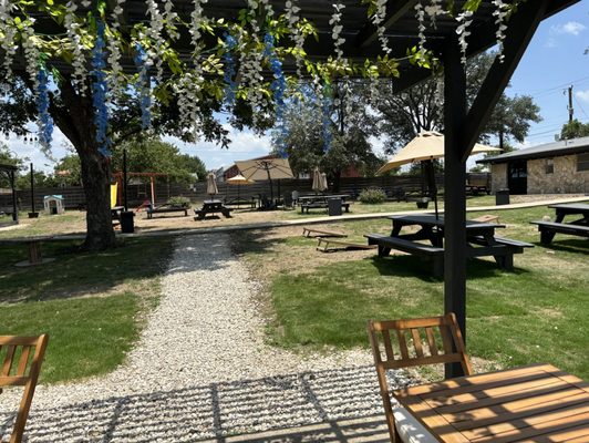 Beautiful gazebo with peek through for playground set and ample seating