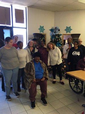 G. Roberts Adult Daycare family getting piped up and ready to celebrate the holidays!