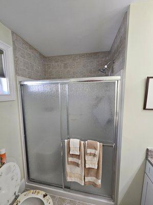 New shower doors installed.