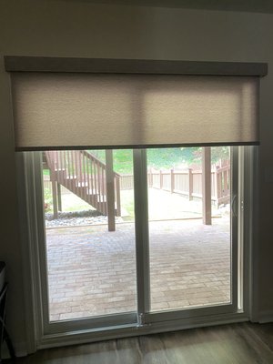 Roller shades for privacy and light in the walkout basement!