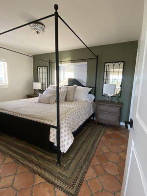 One bedroom casita has beautiful linens and is very comfortable.