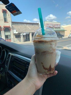 This was my cold vanilla chocolate frap it was delicious! Definitely worth it!