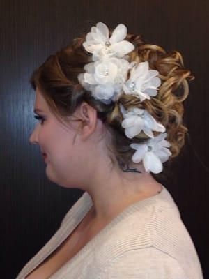 Bridal style w/ extensions for some added volume and texture. She loved it, and looked beautiful. Hair by Ej bobbitt