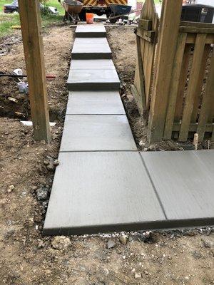 Concrete steps and walkway