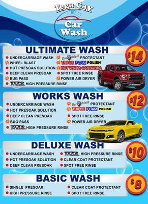 2024 CAR WASH MENU SIGN with logo Ultimate Wash, Works wash, Deluxe Wash and Basic