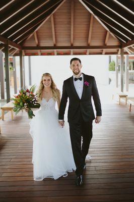 Shawl lapel black tuxedo with shirt, tie and studs from Tysons Indochino