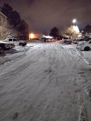 Unplowed parking lot