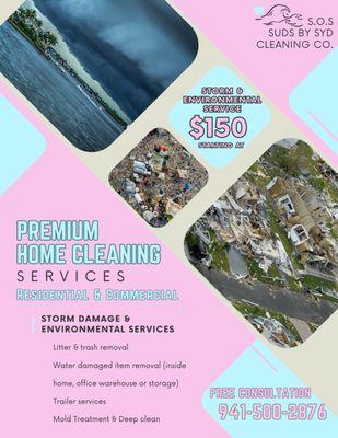 Environmental &  professional cleaning service,Tropical storm Debby cause damage?  Trash&Litter Removal, Mold Treatment, deep clean on sale!