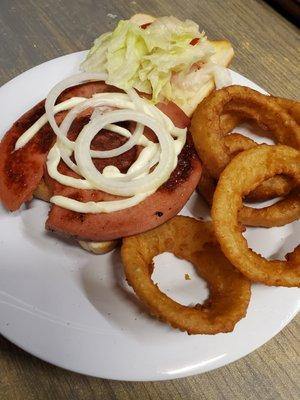 Fried bologna sandwhich