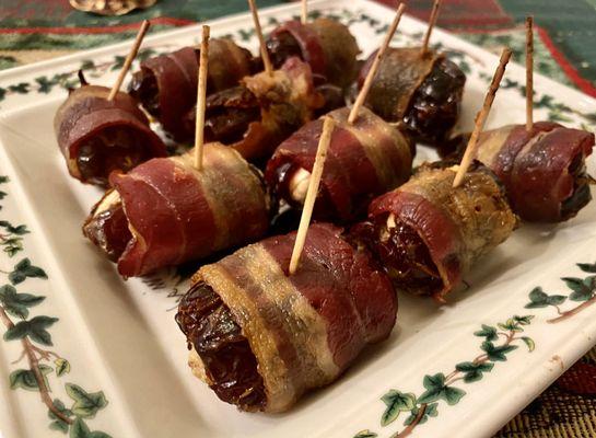 Balsamic Bacon Wrapped Stuffed Roast Dates