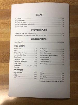 Menu back