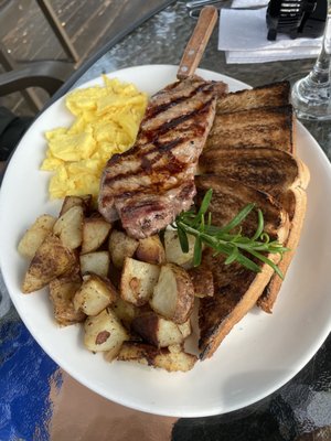 Steak & Eggs with burned toast