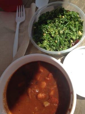 Vegan chili & kale salad from a food truck!