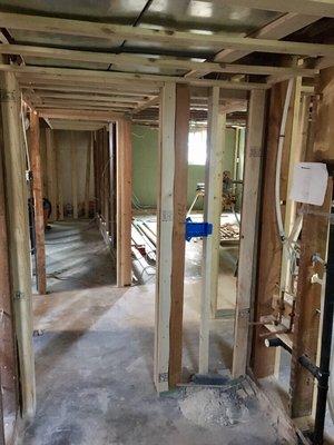 Framing for a full basement remodel