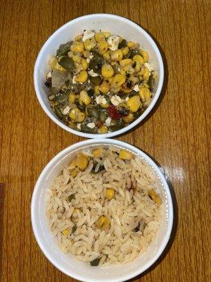 Corn salad and campero rice