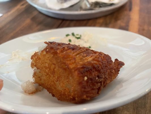 potato rosti, clam dip