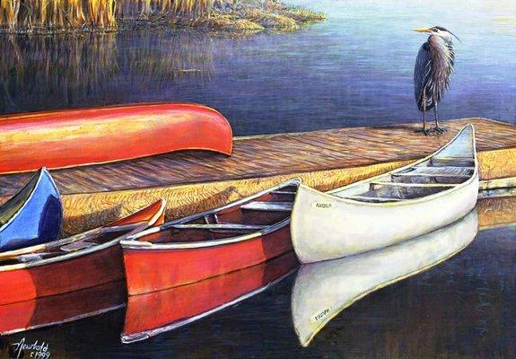 This painting was inspired by a rustic dock near the mouth of the Stillaquamish River but it could be anywhere in the US.