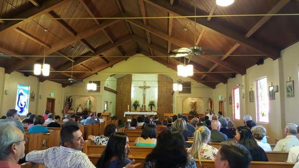 Interior of the little church (taken before mass as parishioners started arriving)