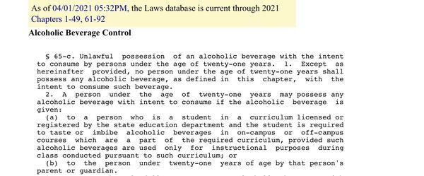 NYS Law as per ABC.