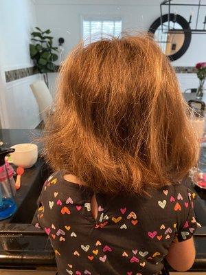 My daughter's haircut 6 inches shorter than I asked for