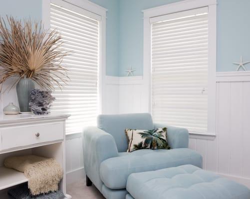 White Faux Wood Blinds