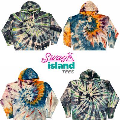 Collection of ice-dyed hoodies