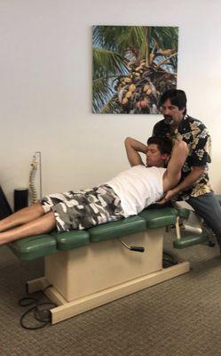 Bruce Irons getting a spinal tune up