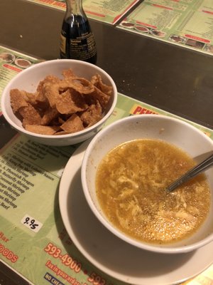 Egg drop and won ton crisps