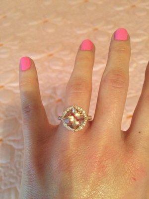 Morganite & diamond rose gold with milgrain, LOVE!