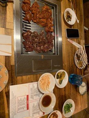 Beef Bulgogi, spicy Pork Bulgogi