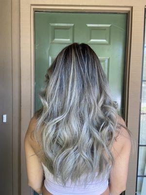 Ash blonde balayage touch up