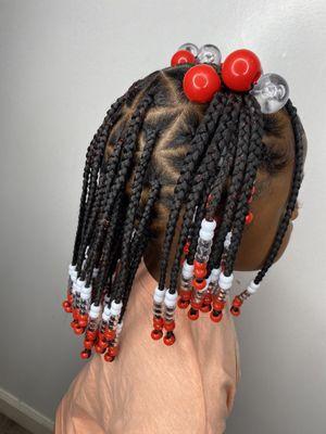 Kids knotless braids + beads