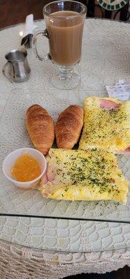 Ham omelette with croissants. Very delicious