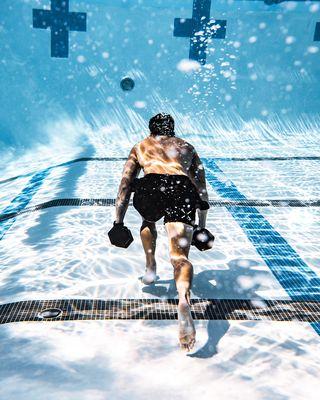 Underwater Dumbbell Walks