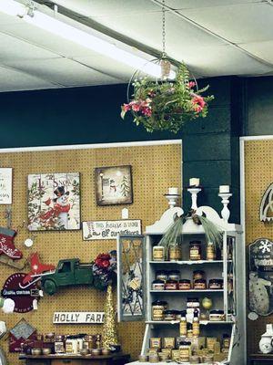 Candleberry Candles, a variety of coffees and teas, Dixie Bell paints and much more.