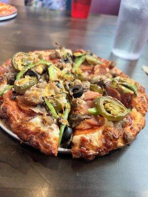 Individual 6" Straw Hat's "The Works" Pizza w Jalepeno