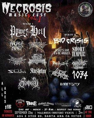 Our flyer for the first annual Necrosis Music Fest at Malones Santa Ana