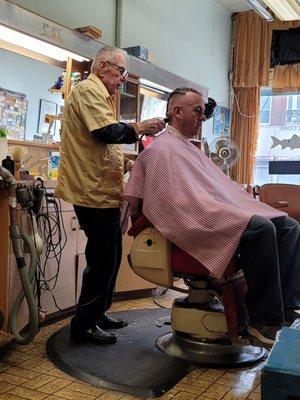 Barber and customer