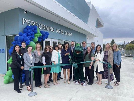 MBUSD Board of Trustees, leaders, and dignitaries celebrate unveiling of Grand View's newest facility.