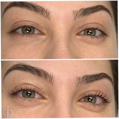 Beautiful lash lift, before & after