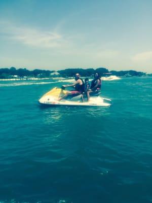 Family fun on the Jet Ski. Awesome service best guys to help us with gears and let us know where the best places to go.