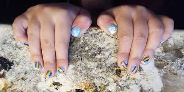 Nana's nail art - rainbows and unicorns