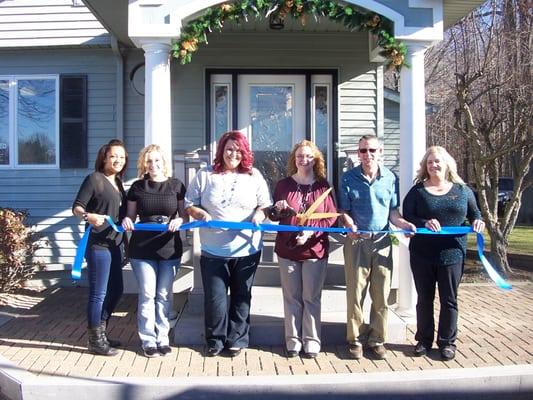 Ribbon Cutting.  Niki Hightower, Marquis Smith, Allison Falkner, Dawn & Tom Wibert, Jessica Denman