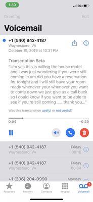 Transcription of the voicemail left by the motel.