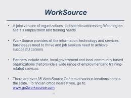 WorkSource is a joint venture of organizations dedicated to addressing Washington State's employment needs.