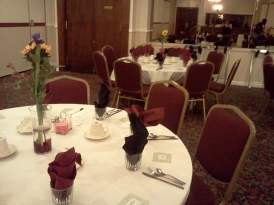 how they decorated for us. We supplied the flowers but the napkins tableclothes were very pretty.