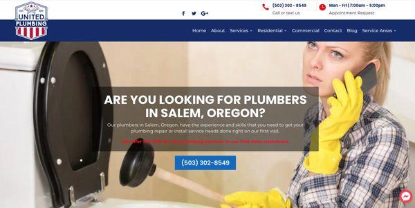 Plumbing Website Design - United Plumbing in Salem/Keizer, Oregon