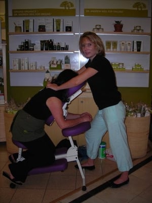 Chair massage's at Natick Collection in Macy's